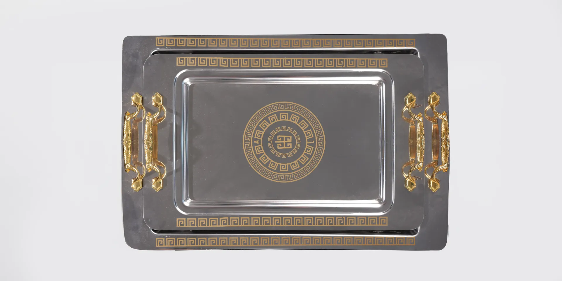 [TEP4] GOLD BOXED DOUBLE TEA TRAY