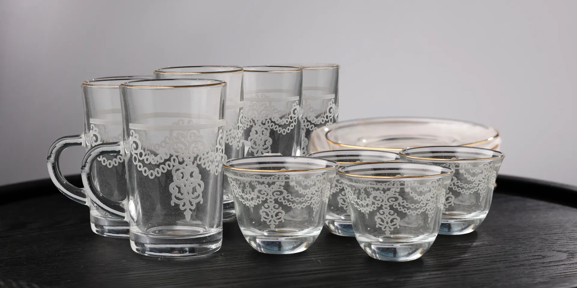 [CRYSTAL23120] GOLD LINE STAKANA SET 8 23120