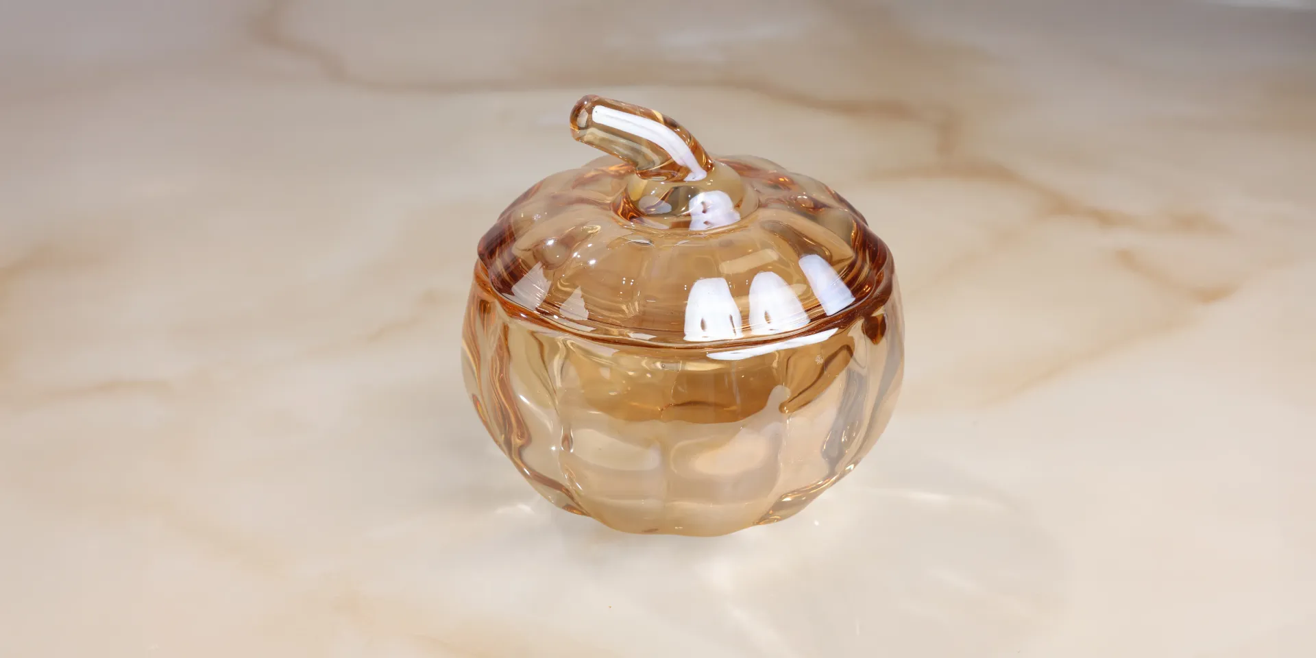 [HY0238] Amber Pumpkin Candy Bowl 10CM